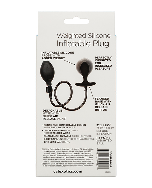 Weighted Silicone Inflatable Plug - Black