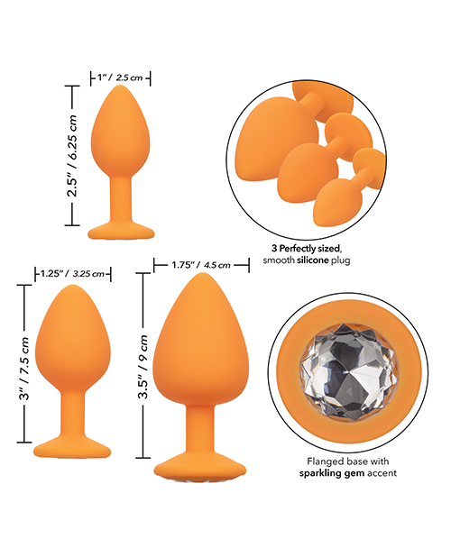 Cheeky Gems 3 pc Plug Set - Orange