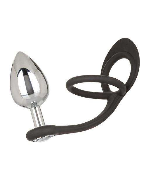 Star Fucker XL Teardrop Gem Plug w/Silicone Enhancer - Black