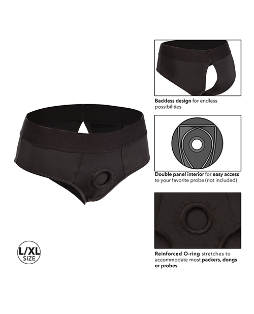 Her Royal Harness Backless Brief L/XL - Black