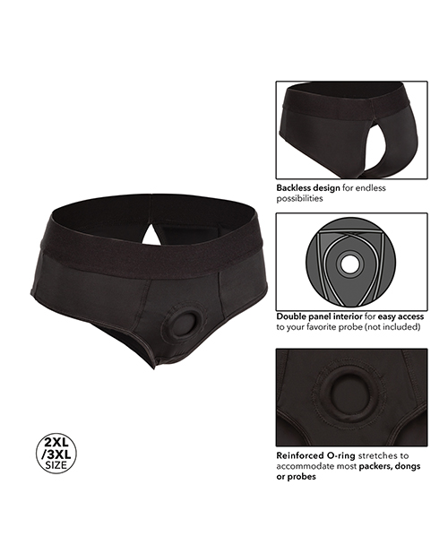 Her Royal Harness Backless Brief 2XL/3XL - Black