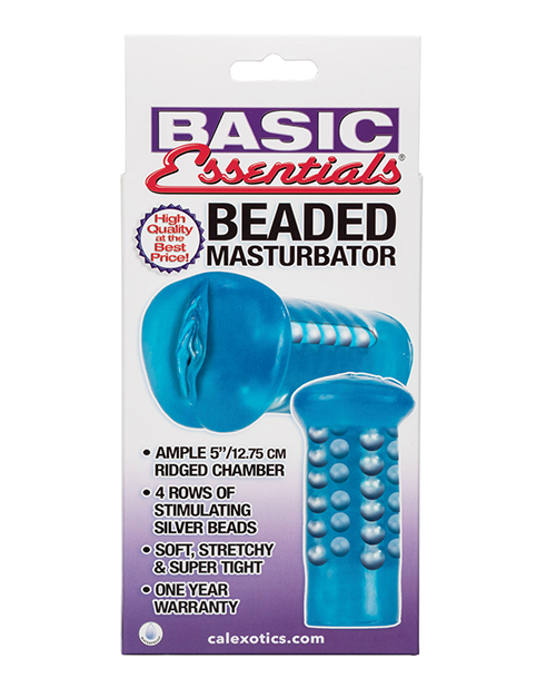 Basic Essentials Beaded Masturbator - Blue