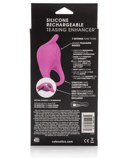 Silicone Rechargeable Teasing Enhancer - Pink