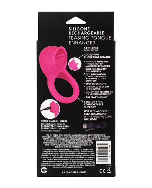 Silicone Rechargeable Teasing Tongue Enhancer - Pink