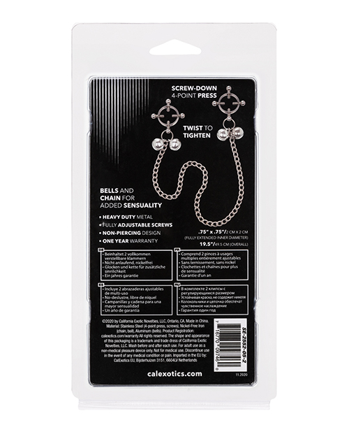 Nipple Grips 4-Point Nipple Press with Bells - Silver