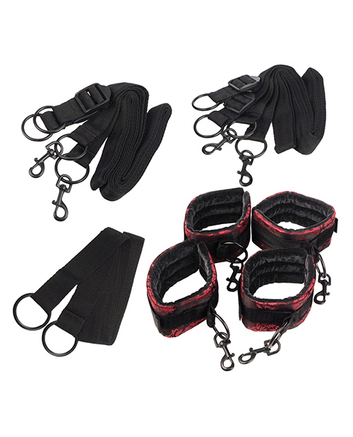 Scandal Bed Restraints - Black/Red
