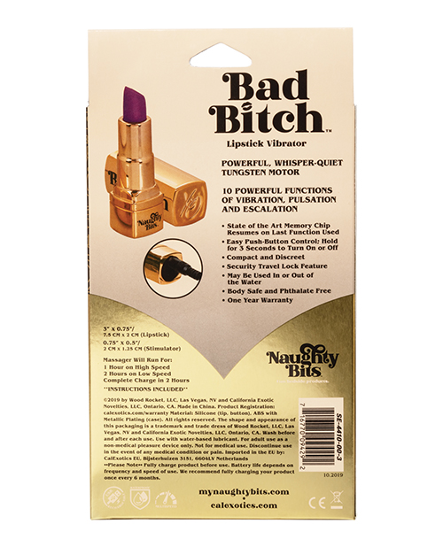 Naughty Bits Bad Bitch Lipstick Vibrator - Purple