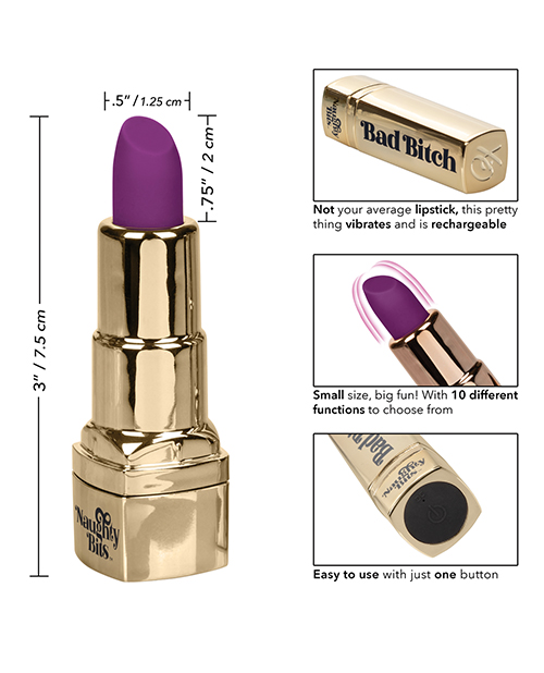 Naughty Bits Bad Bitch Lipstick Vibrator - Purple