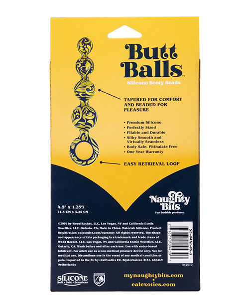 Naughty Bits Butt Balls Silicone Booty Beads - Multi Color