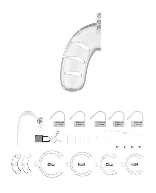 Shots Man Cage 4.5" Cock Cage w/Plug 11 - Clear