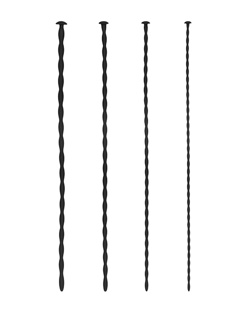 Shots Ouch Beginner Urethral Sounding Silicone Spiral Screw Plug Set - Black