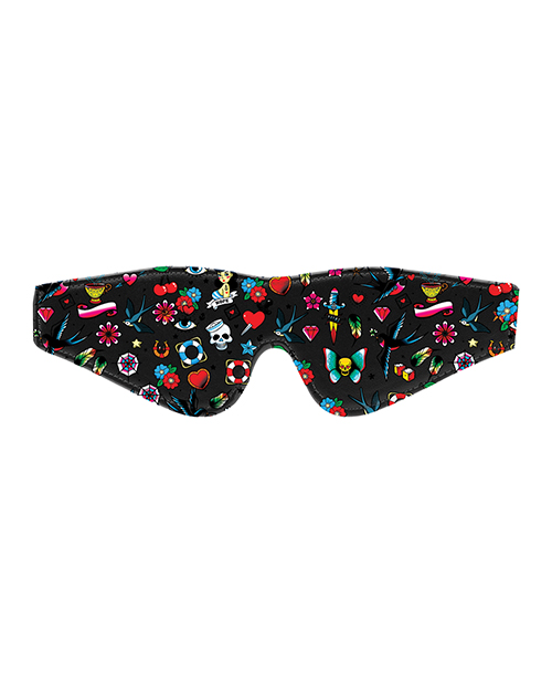 Shots Ouch Old School Tattoo Style Printed Eye Mask - Black