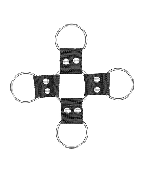 Shots Ouch Black & White Velcro Hogtie w/Hand & Ankle Cuffs - Black
