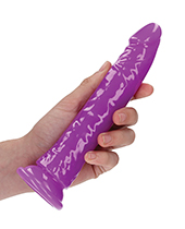 Shots RealRock 8" Slim Dildo Glow in the Dark - Neon Purple