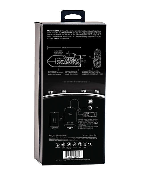 VeDO Hummer Max Rechargeable Vibrating Sleeve - Black Pearl