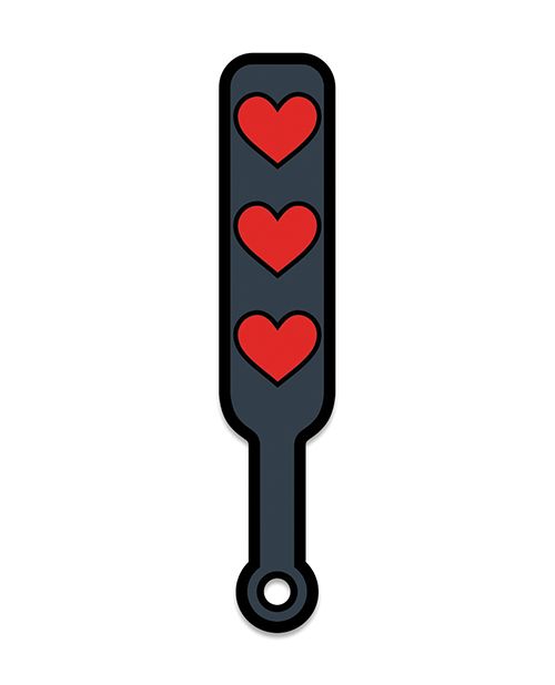 Wood Rocket Sex Toy Hearts Paddle Pin - Black/Red