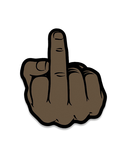 Wood Rocket Porn Middle Finger Pin - Brown