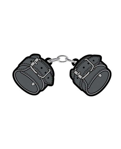 Wood Rocket Sex Toy Leather Handcuffs Large Pin - Black
