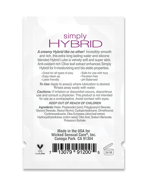 Wicked Sensual Care Simply Hybrid Lubricant - .1 oz.