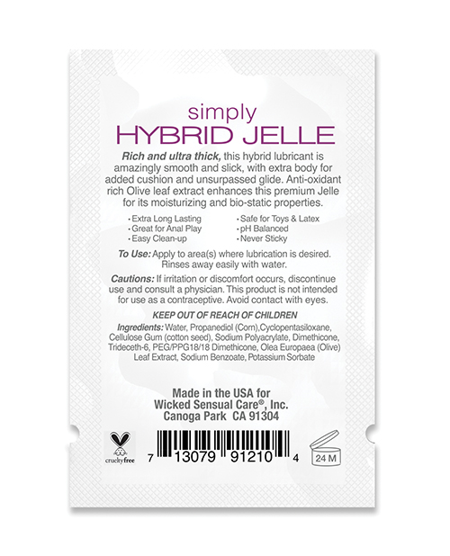 Wicked Sensual Care Simply Hybrid Jelle Lubricant - .1 oz