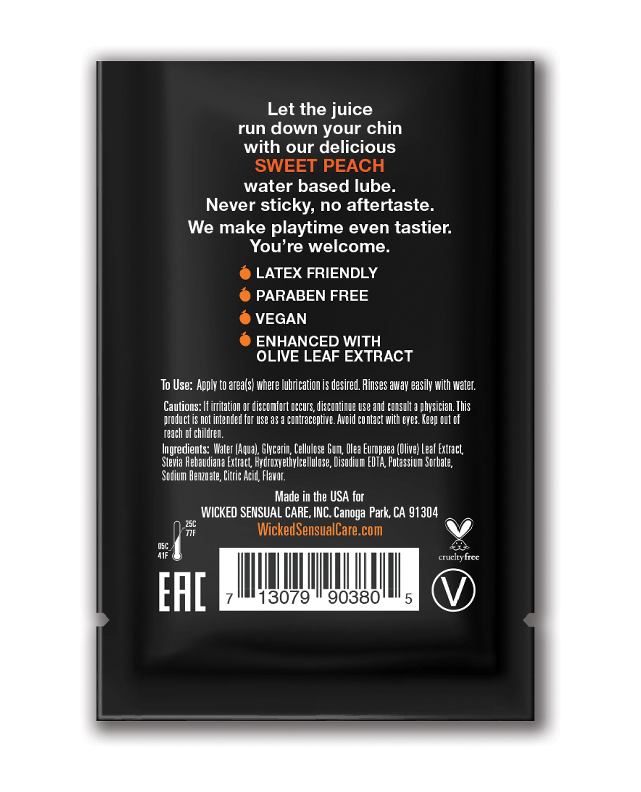 Wicked Sensual Care Water Based Lubricant - .1 oz Sweet Peach