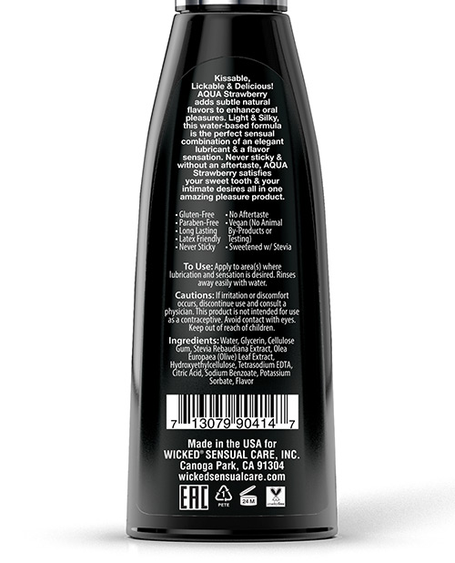 Wicked Sensual Care Aqua Water Based Lubricant - 4 oz Strawberry