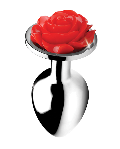 Booty Sparks Red Rose Anal Plug Small - Silver