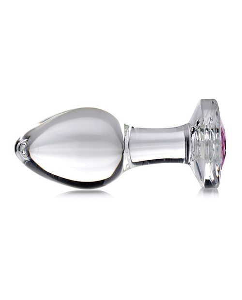 Booty Sparks Pink Gem Glass Anal Plug - Medium