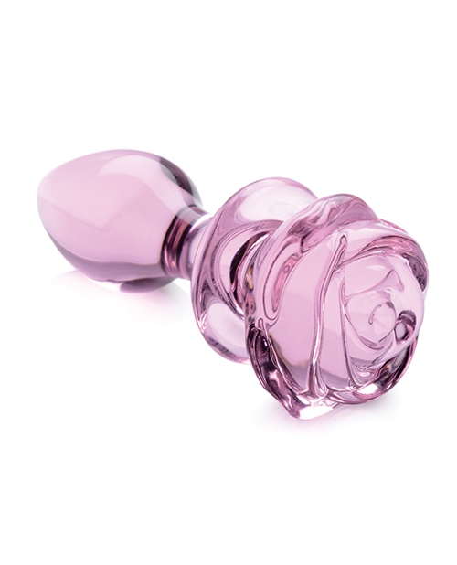 Booty Sparks Pink Rose Glass Anal Plug - Medium