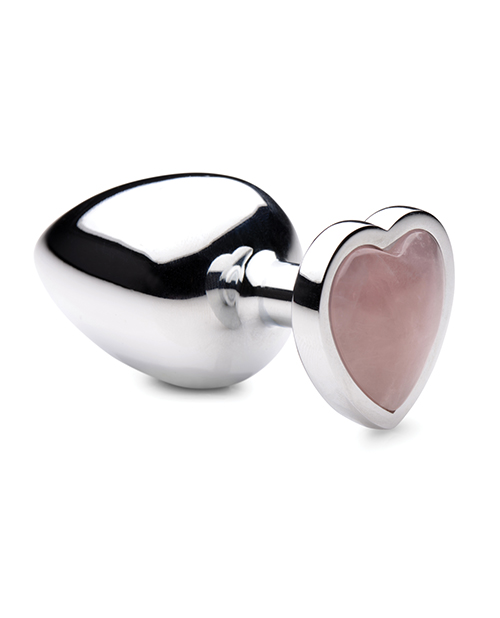 Booty Sparks Gemstones Rose Quartz Heart Anal Plug - Large