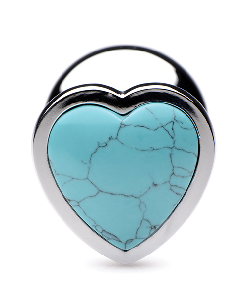 Booty Sparks Gemstones Turquoise Heart Anal Plug - Large