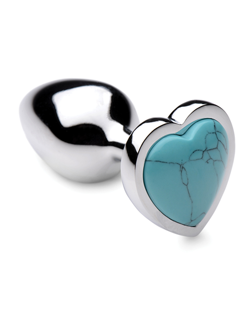 Booty Sparks Gemstones Turquoise Heart Anal Plug - Small
