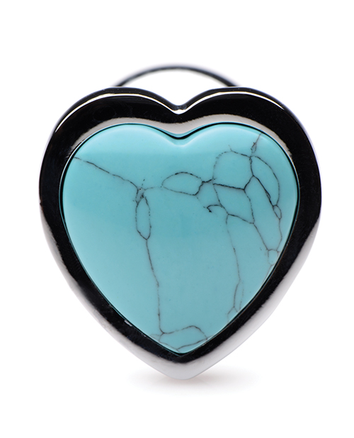 Booty Sparks Gemstones Turquoise Heart Anal Plug - Small