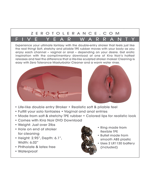 Zero Tolerance Kira Noir Movie Download w/Realistic Vagina & Ass Stroker