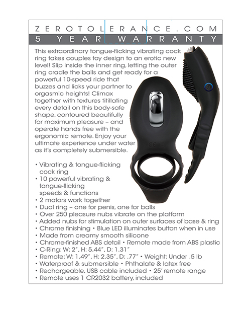 Zero Tolerance Mr. Flicker Vibrating Cock Ring - Black